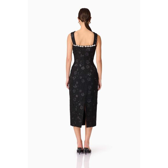 Elliatt Ellouise Embellished Tweed Midi Dress in Black Cocktail size S NWT - Picture 4 of 9